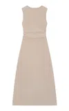 Birrot Lay2 Draped Midi Dress In Neutral