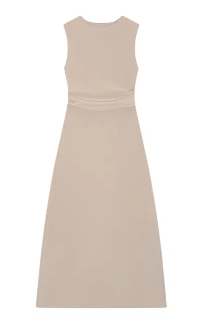 Birrot Lay2 Draped Midi Dress In Neutral