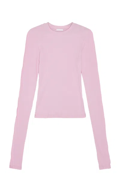 Birrot Line Stretch-cotton Top In Pink