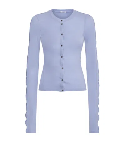 Birrot Lyocell-wool Line Cardigan In Blue