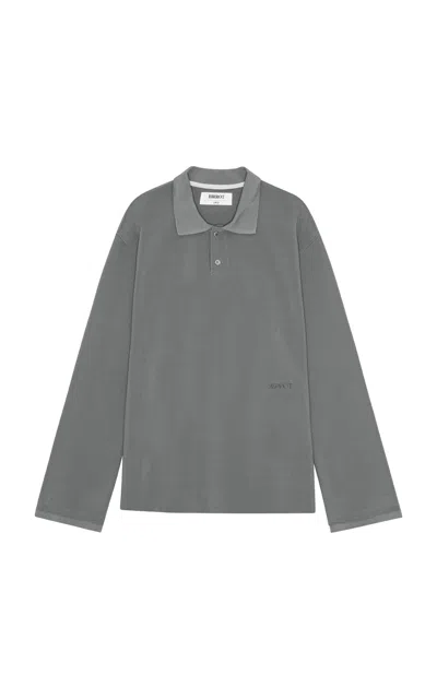 Birrot Oversized Long-sleeve Polo In Silver