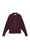 Birrot Point Collar Cardigan In Burgundy