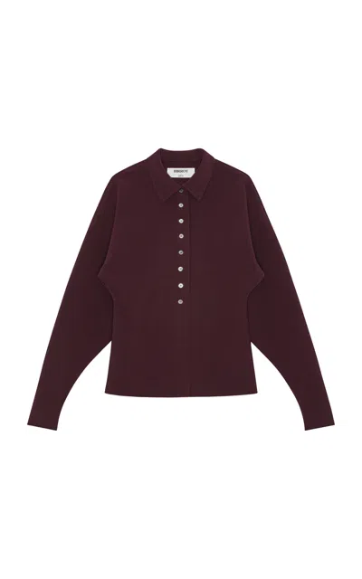 Birrot Point Collar Cardigan In Burgundy
