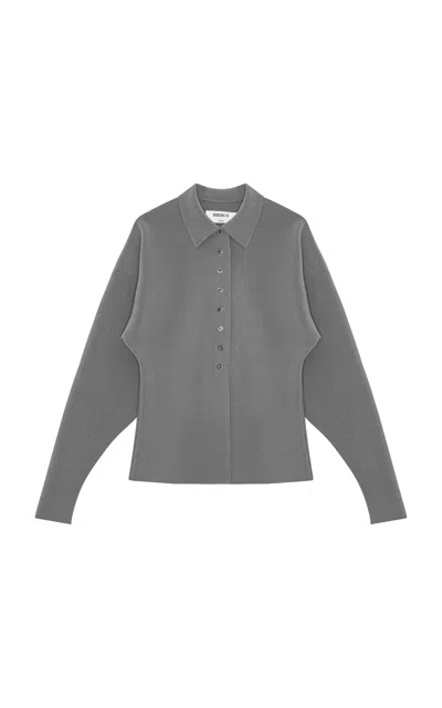 Birrot Point Collar Cardigan In Silver