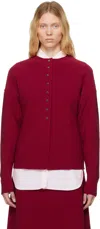 Birrot Red Lay2 Cardigan In Ruby