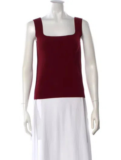 Pre-owned Birrot Square Neckline Sleeveless Top In Red
