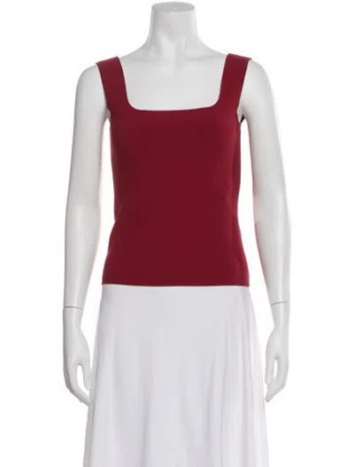 Pre-owned Birrot Square Neckline Sleeveless Top In Red