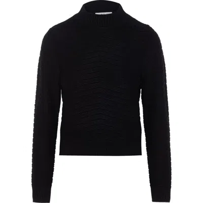 Birt Uk Chevron Mock Neck Textured Knit Sweater In Black