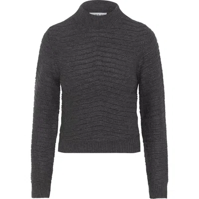Birt Uk Chevron Mock Neck Textured Knit Sweater In Gray