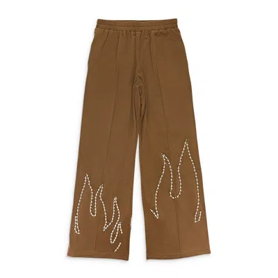 Birth Of A Royal Child Flame Pearl Velvet Brown Pants