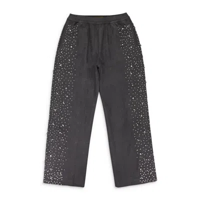 Birth Of A Royal Child Grey Cashew Blossom Pearl Sweatpants In Black