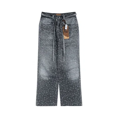 Pre-owned Birth Of Royal Child 3d Printed Washed Swarovski Diamond Jean 'black' | Men's Size Xl