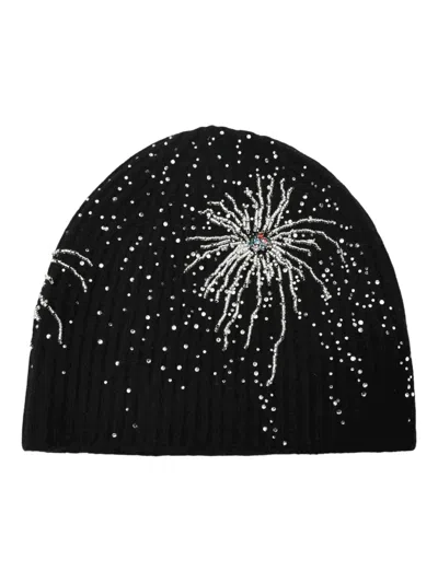 Birth Of Royal Child Beaded Fireworks Beanie In Black