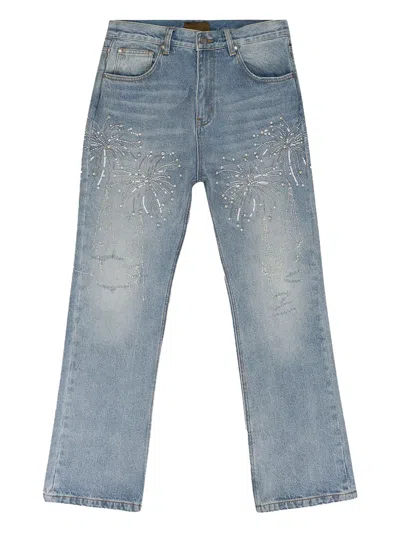 Birth Of Royal Child Beaded-fireworks Jeans In Blue