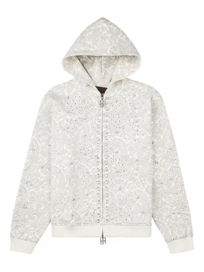 Birth Of Royal Child Cashew Blossom Pearl-embellished Hoodie In White