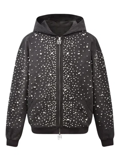 Birth Of Royal Child Diamond-pearl Embellished Hoodie In Black