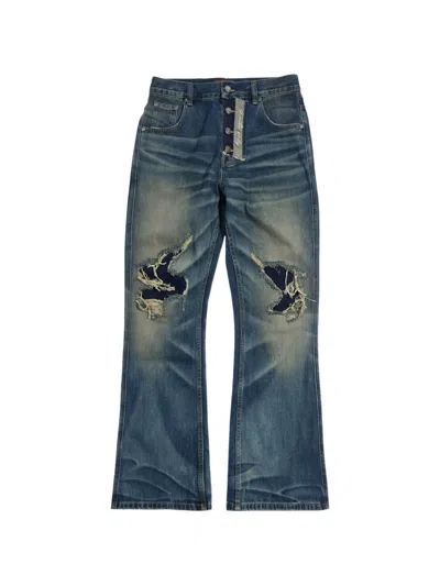 Birth Of Royal Child Distressed Bootcut Jeans In Blue