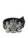 Birth Of Royal Child Embellished Lions-buckle Belt In Black