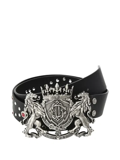 Birth Of Royal Child Embellished Lions-buckle Belt In Black