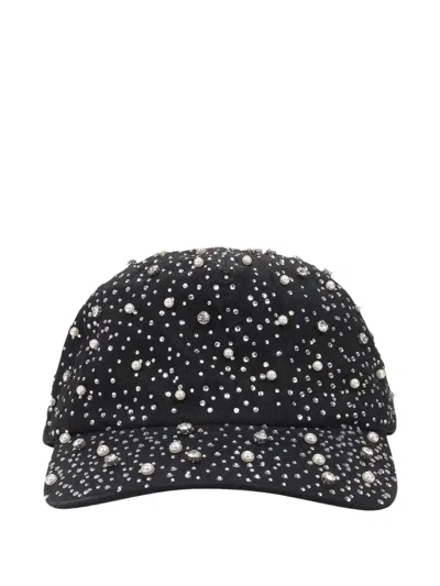 Birth Of Royal Child Faux-pearl Rhinestone Baseball Cap In Black