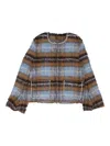 Birth Of Royal Child Pearl-embellished Plaid Jacket In Brown