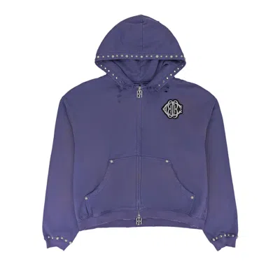 Pre-owned Birth Of Royal Child Pearl Studded Boxy Zip Hoodie 'purple' | Men's Size M