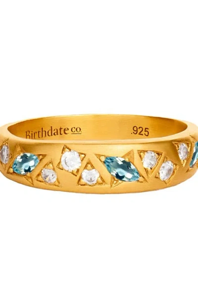Birthdate Co. The December Birthstone Ring In Gold/light Blue