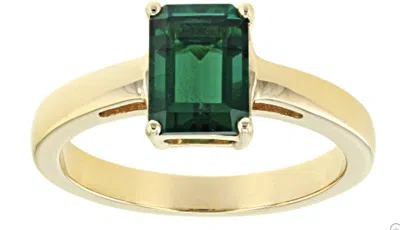 Pre-owned Birthstone Lab Created Emerald May  18k Gold Sterling Silver Ring 6 7 8 9 10