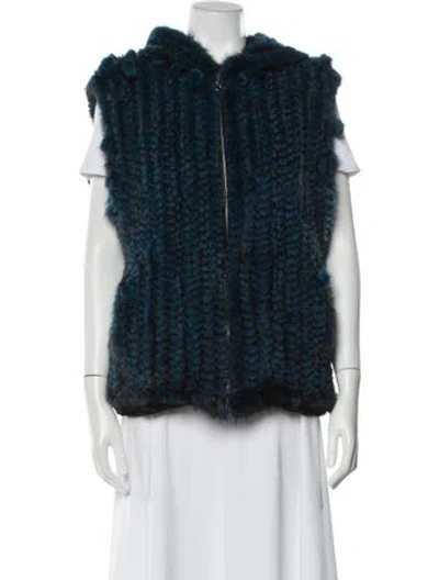 Pre-owned Bisang Alpine Mink Faux Fur Vest In Blue
