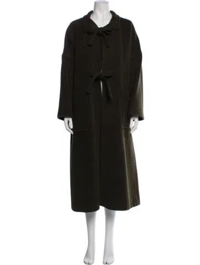 Pre-owned Bisang Couture Vintage Wool Trench Coat In Green