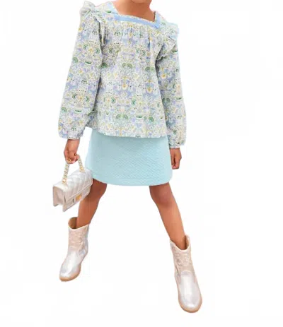 Bisby Kids' Girls Quilted Trellis Mini Skirt In Aqua In Multi