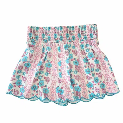 Bisby Kid's Shirred Scallop Shorts In Pink In Brown