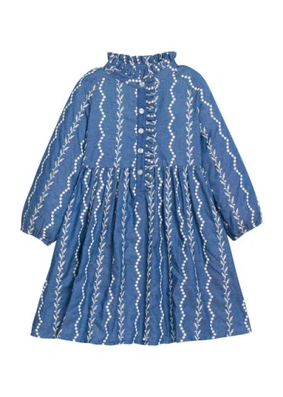 Bisby Babies'  Kids' Amelia Dress In Chamonix Chambray Embroidery