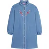 Bisby Kids' Chambray Jen Dress In Chambray & Thistle Embroidery