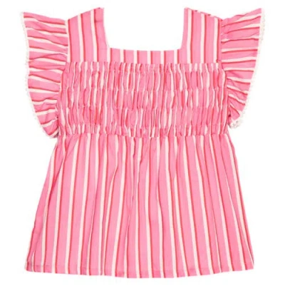 Bisby Kids' Chest Smocked Chloe Top In Pink