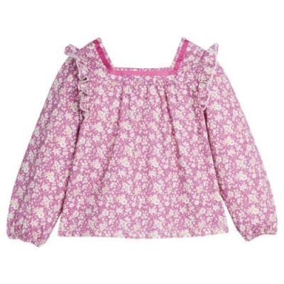 Bisby Kids' Floral Knit Adams Top In Roland Floral Fuchsia
