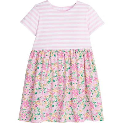 Bisby Babies'  Kids' Floral Stripe Rosie Dress In Frangipani Pink