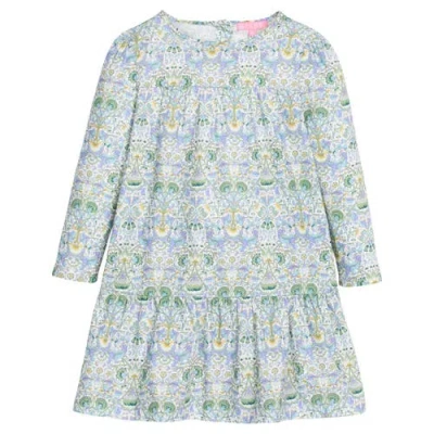 Bisby Kids' Floral Tiered Lisle Dress In Blue