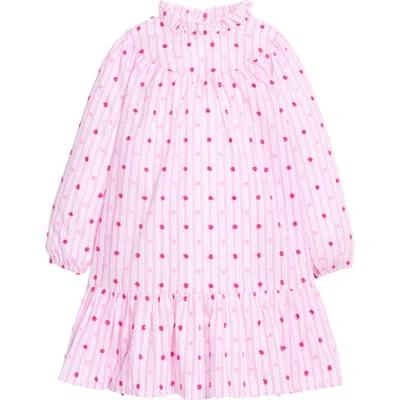 Bisby Kids' Jody Dress In Magenta Clip Dot Stripe