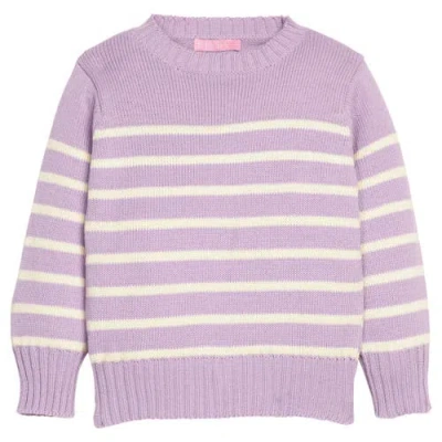Bisby Kids' Knit Striped Sweater In Purple