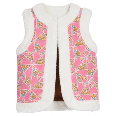 Bisby Kids' Reversible Faux Suede Vest In Petersham Patchwork