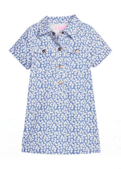 Bisby Kids' Safari Popover Dress In French Blue Floral