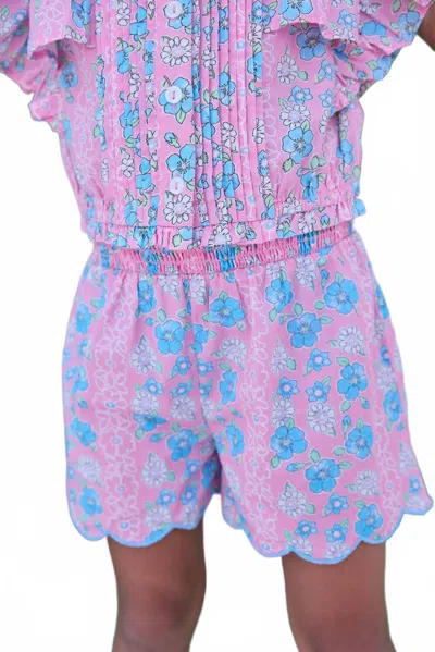 Bisby Kids Shirred Shorts In Spring Marguerite Floral In Multi