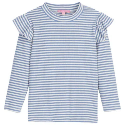 Bisby Kids' Sparkle Sadie Top In French Blue Sparkle Stripe