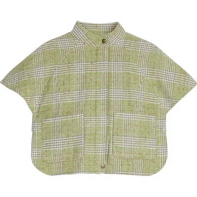 Bisby Kids' Tweed Cape In Sage Tweed