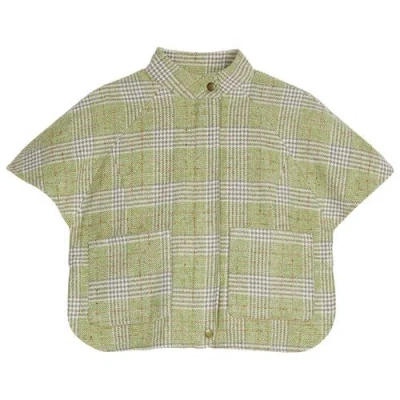 Bisby Kids' Tweed Cape In Sage Tweed