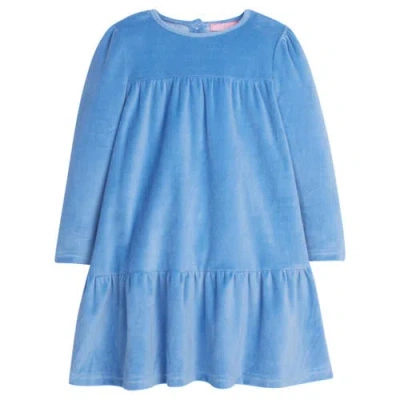 Bisby Kids' Velour Lisle Dress In Fench Blue