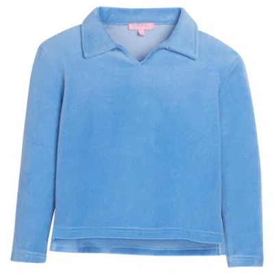Bisby Kids' Velour Polo Pullover In French Blue