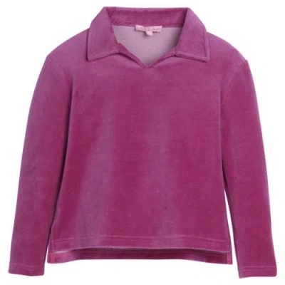 Bisby Kids' Velour Polo Pullover In Magenta Velour