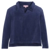Bisby Kids' Velour Polo Pullover In Navy Velour